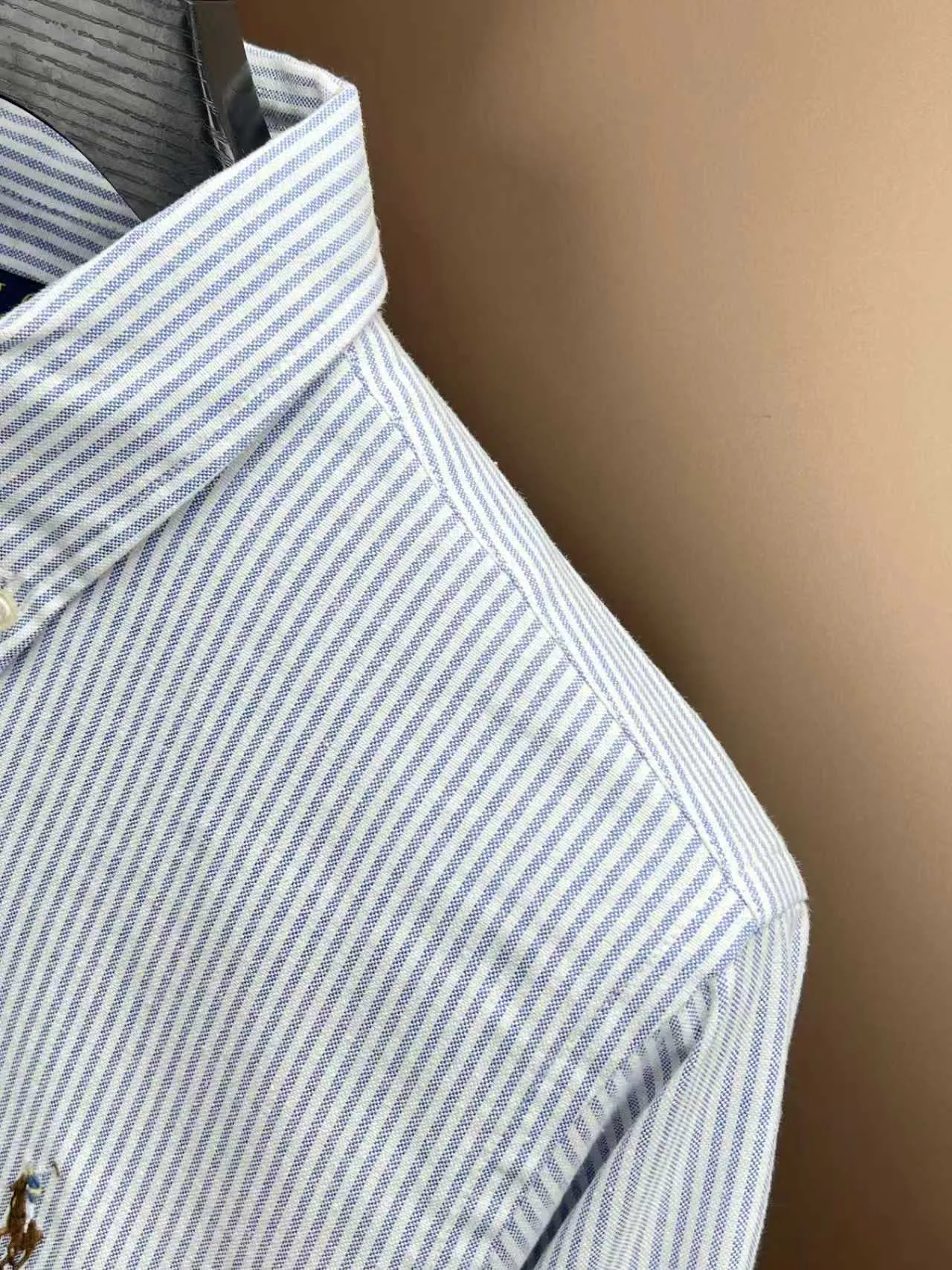 P360 Polo 25ss new logo embroidered striped square collar casual long-sleeved shirt, men's size: XS.S.M.L.XL.